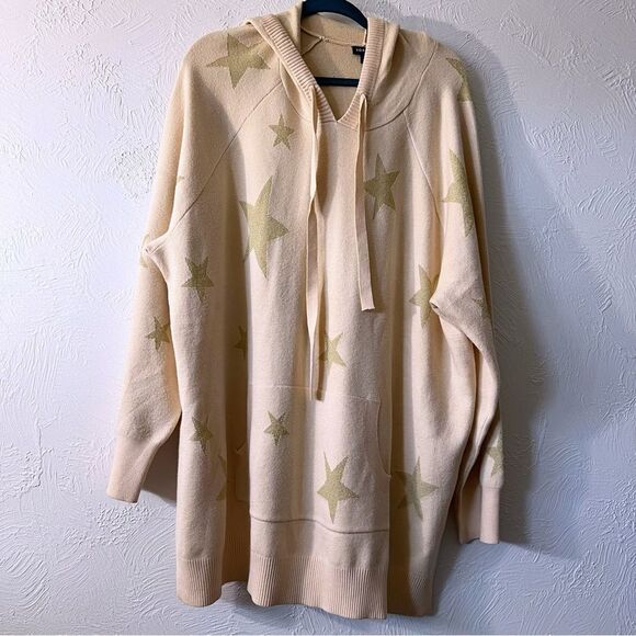 Torrid Jacquard Pull Over Hooded Plush Glitter Star Long Line Sweater Size 3X - Picture 2 of 8